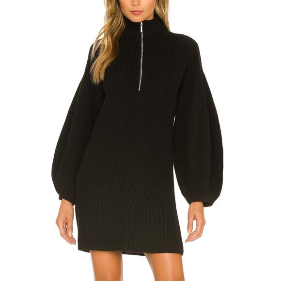 Gestuz Dresses & Skirts - GESTUZ Black Zip Front Knit Mini Sweater Dress Size M